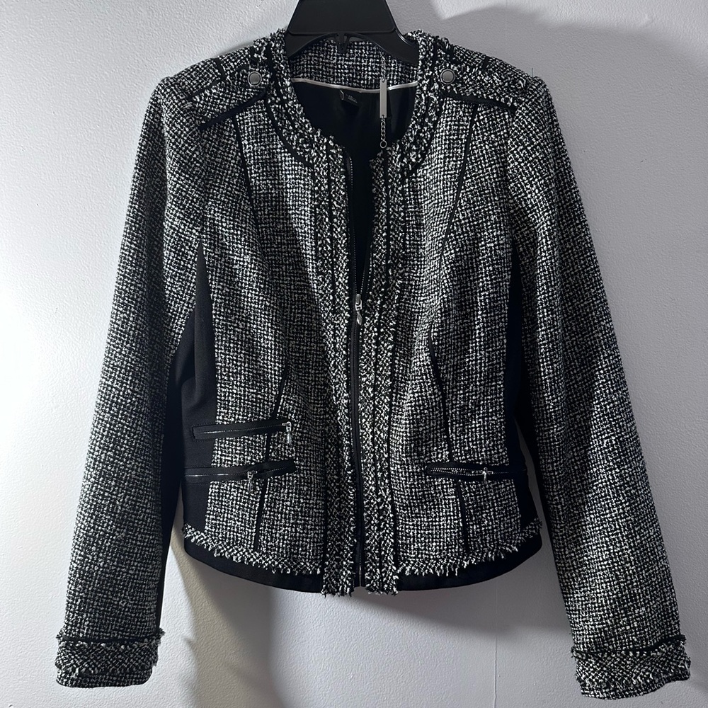 Women's Black and White Tweed Jacket This is size 12